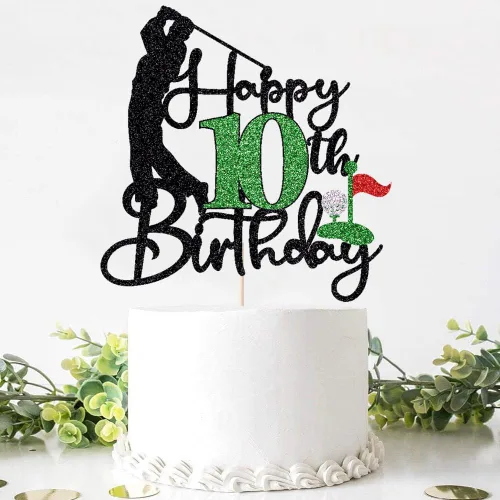 Miniatura 4 de Golf Happy 10th Birthday Cake Topper, Golfer/Sports Themed Birthday or Retirement Cake Decorations,Golf Ten 10 Years Old Ball Player Sport Themed