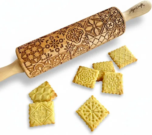 Miniatura 13 de Rodillo en relieve BEEHIVE. Rodillo de masa grabado con láser para galletas caseras y cerámica por Algis Crafts