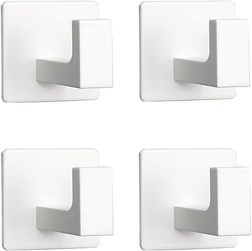 Miniatura 16 de Ganchos para Toallas de Baño, Paquete de 2 Ganchos Cuadrados Autoadhesivos para Abrigos, Gancho Resistente para Bata Sin Perforación, Colgador