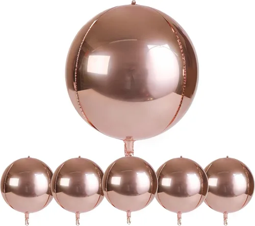 Globos metálicos grandes de oro rosa de 15 pulgadas, paquete de 6 globos de tereftalato de polietileno, guirnalda de globos, globos de aluminio de