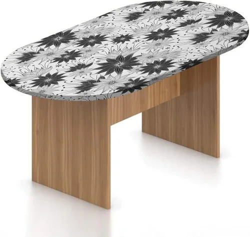 Miniatura 17 de XISUNYA Mantel ovalado ajustable, mantel de poliéster con bordes elásticos grises, diseño digital abstracto suave, estampado urbano moderno, se Gris