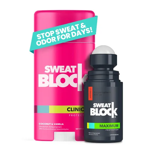 SweatBlock Sistema de desodorante antitranspirante | Máxima fuerza clínica para hombres y mujeres | Ayuda para la hiperhidrosis hasta 7 días de