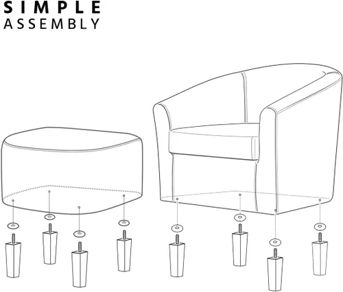 Miniatura 9 de Yaheetech Sillón moderno con reposapiés de piel sintética con reposapiés, silla de lectura con reposapiés, color negro