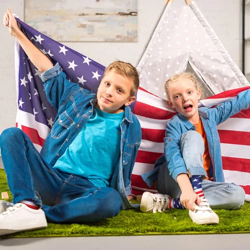 Miniatura 6 de Zhanmai 24 pares de calcetines con la bandera de Estados Unidos, accesorios del 4 de julio, para hombres y mujeres, calcetines de rayas de estrellas