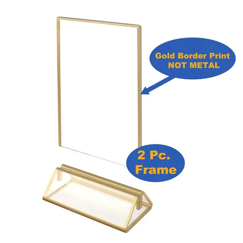 Miniatura 4 de NIUBEE Paquete de 25 soportes dorados para números de mesa de 4 x 6 pulgadas, marcos transparentes, soportes acrílicos de doble cara para números