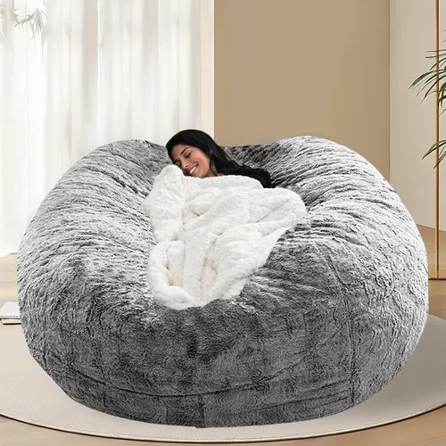 Miniatura 54 de BCU Funda para Silla Puf Ultra Suave Esponjosa de Piel Sintética Falsa Funda para Puf de Felpa Funda para Sillas de Sala de Estar para Adultos