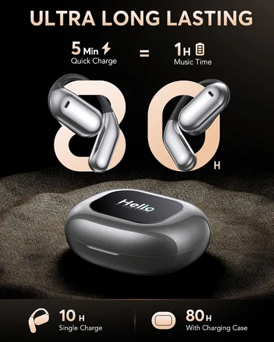 Miniatura 5 de Auriculares inalámbricos Bluetooth ultra abiertos, ergonómicos Pro sobre la oreja con diseño de silicona similar al aire, auriculares de conducción