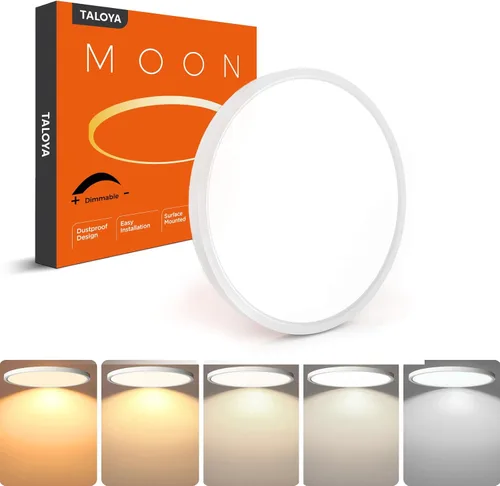 TALOYA Lámpara de techo regulable de montaje empotrado, 10 pulgadas, 20 W, 5 CCT, lámpara de techo LED para dormitorio, cocina, sala de estar, color