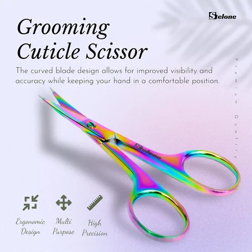 Miniatura 2 de Tijeras de aseo profesional para cejas, pequeñas tijeras curvadas de acero inoxidable para manicura y belleza para mujeres