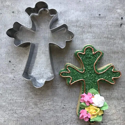 Miniatura 2 de LILIAO Cortador de galletas grande con cruz cristiana para bautizo y fondant, 3.3 x 4.4 pulgadas, acero inoxidable