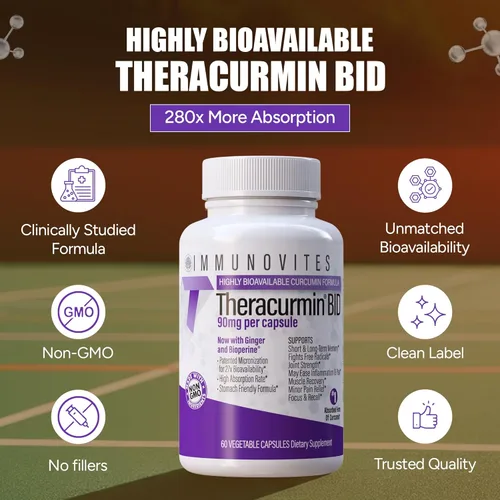 Miniatura 3 de IMMUNOVITES Theracurmin BID 300mg - Ahora con jengibre y bioperina (botella de 60 unidades)