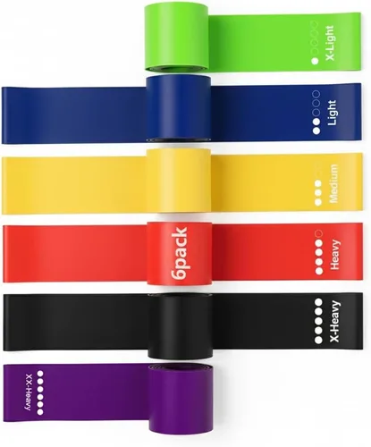 Bandas elásticas de resistencia, bandas de ejercicio ajustables de 6 niveles para entrenamiento de cuerpo completo, bandas de fitness portátiles y