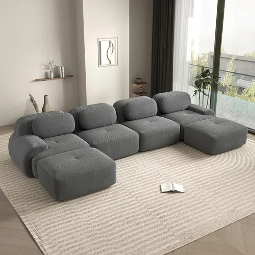 Miniatura 23 de Sofá biplaza moderno de 80 pulgadas para sala de estar, sofá de pana en forma de nube con asiento profundo, sofá modular negro, sofás de dos plazas