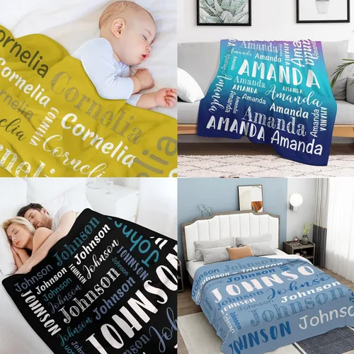Miniatura 7 de Manta personalizada con nombre, mantas y mantas personalizadas para niños, bebés y adultos, manta con nombre personalizada para mujeres, hombres