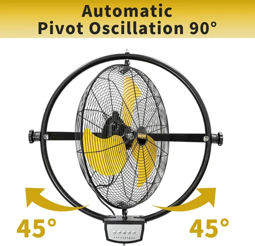 Miniatura 3 de HiCFM Ventilador de pared con control remoto de 20 pulgadas, ventiladores de pared oscilantes de alta velocidad de 5100 CFM de 3 velocidades