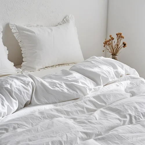 Miniatura 3 de Simple&Opulence - Juego de funda de duvet de 2 piezas, 100% lino lavado con volantes, 1 funda de duvet + 1 funda de almohada (Twin, blanco)