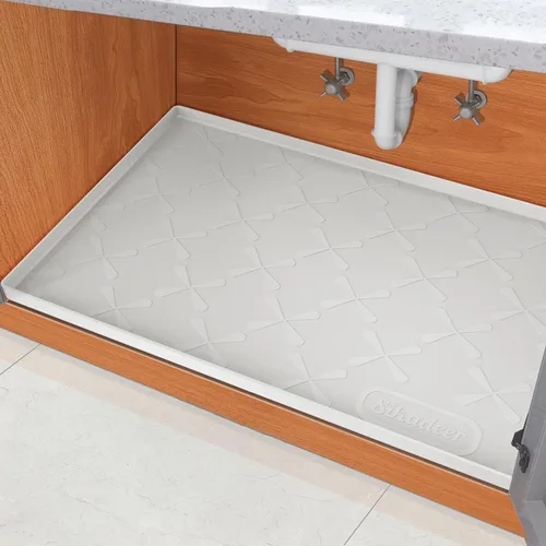 Miniatura 13 de SIKADEER Tapete impermeable de 19 x 19 pulgadas para debajo del fregadero, tapete de silicona para estante de cajones de cocina y revestimiento