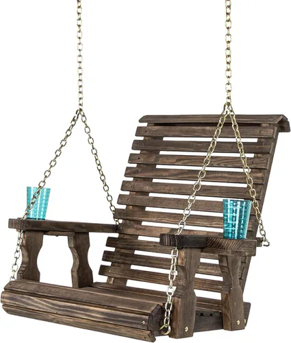 Miniatura 9 de Amish Casual Silla giratoria resistente con tratamiento a presión con portavasos (mancha de cedro)