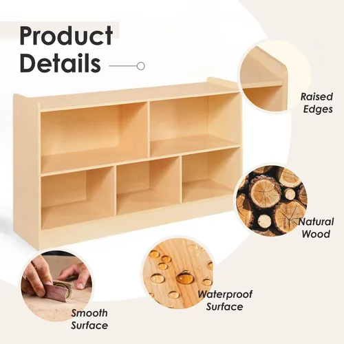 Miniatura 6 de Leeshyah Estante de madera para juguetes de 5 secciones para niños, estante Montessori con estantería abierta y diseño personalizable Diseño