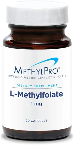 MethylPro L-metilfolato 1 mg - Ácido fólico metilado, suplemento de metilfolato para mujeres y hombres, vitamina B9 metilada (5-MTHF) para la salud