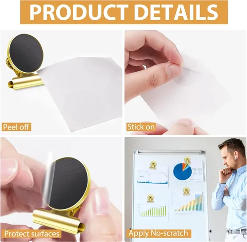 Miniatura 5 de Paquete de 8 imanes para refrigerador, clips magnéticos para refrigerador, clips magnéticos resistentes, perfectos para refrigerador, pizarra, Dorado