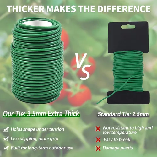 Miniatura 2 de Decoroca Lazos suaves para plantas de apoyo, alambre reutilizable impermeable de 65.6 pies, giro de jardín de 0.138 in, para plantas de interior y 1