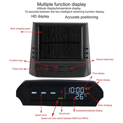 Miniatura 2 de Acouto Universal Auto HUD Proyector Multifuncional Velocímetro Vehículo de Carga Solar Pantalla de Video