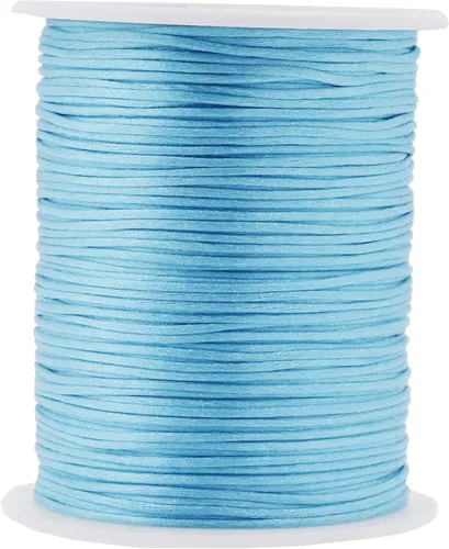 Miniatura 100 de Mandala Crafts Cordón de Satén de Nailon 2mm Cordón Rattail Champagne - 100 Yardas Cordón de Nailon Chino para Nudos Cordón de Seda Cola de Rata