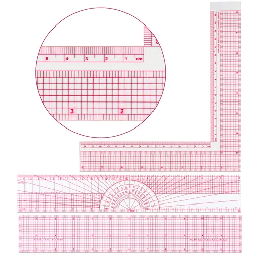Miniatura 5 de Frienda Juego de reglas de costura métricas transparentes de 9 estilos, regla de costura francesa, regla de costura de plástico, regla de medición