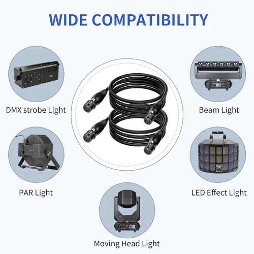 Miniatura 6 de SMALL-EYE Cable DMX de 5 pines hembra a hembra, paquete de 2 unidades de 5 pies, puente blindado de 4 núcleos para divisores de señal y paneles