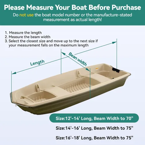Miniatura 7 de Cubierta de barco resistente de 5 capas de 1200D para Jon Boat de 12 pies - 14 pies con cubierta para motor, 100% impermeable, remolcable, cubiertas