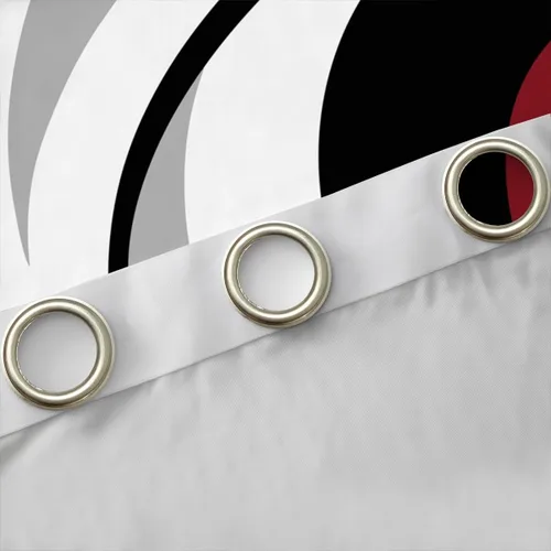 Miniatura 5 de Cortina de ventana de rayas rojas y negras, cortinas abstractas con ondas circulares, cortinas geométricas para tratamiento de ventanas para niños
