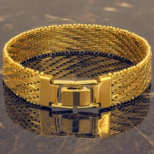 Miniatura 4 de LIFETIME JEWELRY Pulsera de tejido de cesta plana vintage chapada en oro real de 24 quilates para mujeres y hombres (0.276 in y 0.512 in)