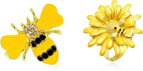 Miniatura 9 de Juego de 8 servilleteros de girasol, juego de 8 servilleteros de abejas y flores, para fiesta de primavera, jardín, boda, baby shower, comedor