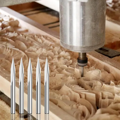 Miniatura 6 de HUHAO Brocas rectas para enrutador recto, brocas de grabado en V de 20 grados, vástago de 1/8, 2 flautas, puntas de 0.004 in, brocas de herramienta