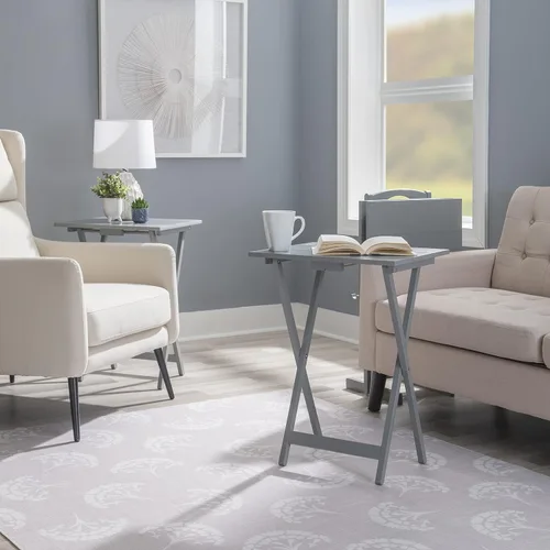 Miniatura 2 de Linon Decoración del hogar SAMM TV, juego de mesa de bandeja gris