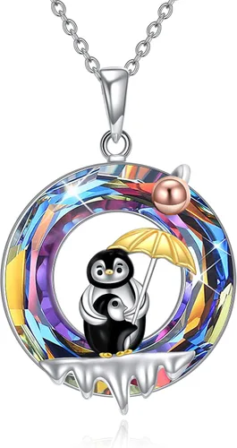 YAFEINI Pandavacabúhopolillagatodelfínpingüinofénixunicornio collar de plata esterlina amante de los animales regalo para mujeres joyería de