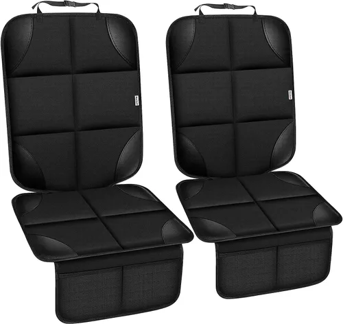 Protector de asiento de automóvil para silla infantil, resistente al agua 600D, protege el asiento de las huellas del bebé, con respaldo Negro 2