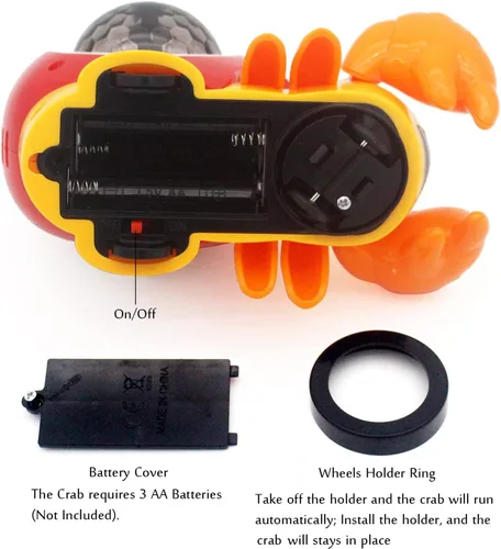 Miniatura 5 de Tipmant Juguete de Cangrejo Eléctrico para Bebés y Niños Pequeños, Lindo Vehículo Animal Electrónico, Juego de Coche, Reproduce Música, Luz Luminosa