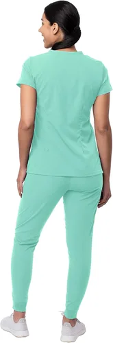 Miniatura 2 de Adar Pro - Conjunto de ropa quirúrgica con mejora de movimiento para mujer, blusa médica con cuello en V y pantalón médico deportivo y para yoga