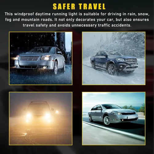 Miniatura 6 de Dickno 2 piezas de luces para vehículos con energía eólica, 8 LED impermeables para automóvil con energía eólica para uso diurno, luces LED diurnas
