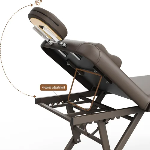 Miniatura 5 de pouseayar Mesa de masaje ajustable con almohada facial y reposacabezas, resistente y sólida, silenciosa y fácil de ajustar, respaldo ajustable