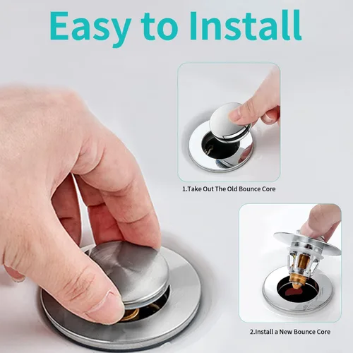 Miniatura 7 de Tapón para lavabo, colador de desagüe para lavabo de baño con colector de pelo, para orificio de desagüe de 1.04''~1.97'', cubierta de desagüe Cromo