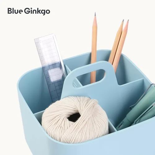 Miniatura 7 de BLUE GINKGO - Organizador apilable pequeño para baño, oficina, manualidades o suministros escolares, transportador portátil hecho en Corea Azul