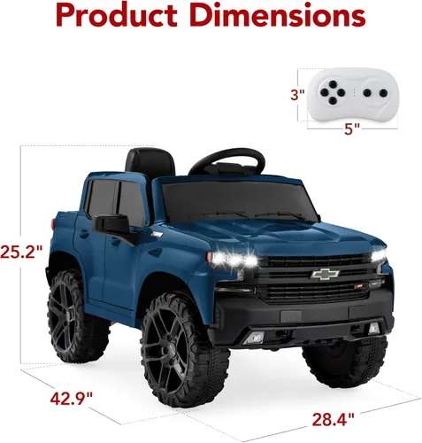 Miniatura 7 de Best Choice Products Camioneta Chevrolet Silverado con licencia de 12 V para montar, juguete de auto eléctrico con control remoto para padres, Azul