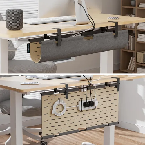 Miniatura 5 de Bandeja de organización de cables sin taladros debajo del escritorio, organizador de cables de fieltro de 30 pulgadas para mesa, gestión de cables