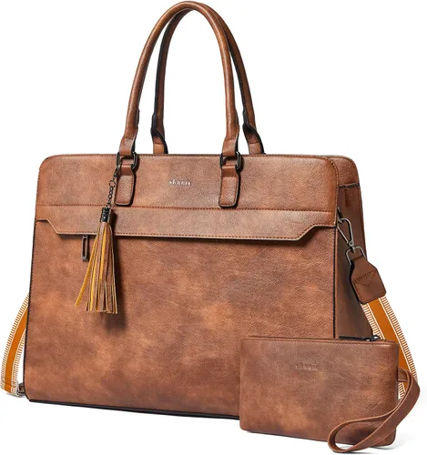 Miniatura 13 de Shrrie Bolsa para laptop de 17 pulgadas para mujer, bolsa de trabajo resistente al agua, maletín con bolso