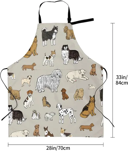 Miniatura 6 de Perinsto Delantal Impermeable para Mascotas Perros Gatos Animales Lindos con Babero para Aseo Cocina Horneado Pintura Jardinería