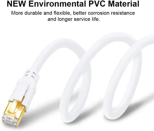 Miniatura 6 de CAT8 Cable de Ethernet, alta velocidad, 40 Gbps, 2000 MHz, SFTP, cable de Internet de red LAN con conector RJ45 chapado en oro para router, módem