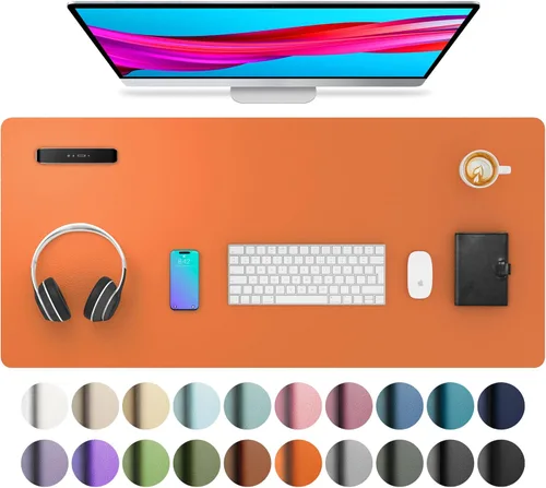 Miniatura 78 de Aothia - Protector de escritorio de cuero sintético, base para mouse, superficie antideslizante e impermeable para escribir y para laptop